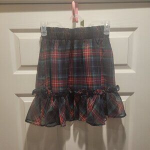 Woman's Vineyard Vines Tartan Ruffle Tiered Skirt Black/Red XS New